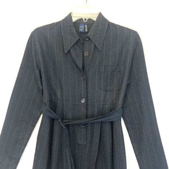 Vintage Romeo Gigli Shirt Dress Womens Italian 40 US 6 Gray Pinstripe Italy 90s - Picture 5 of 16